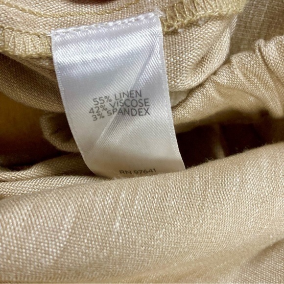 J. Jill Linen Pants Women 4X Tan Stretch Elastic Waistband Cropped Beach Coastal - Picture 12 of 12